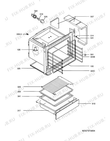 Взрыв-схема плиты (духовки) Electrolux EKE6650-W - Схема узла Oven